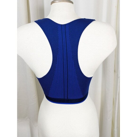 Danskin Sports Bra Womens Size Med Seamless Racerback Blue Geometric Print Gym - Picture 4 of 5